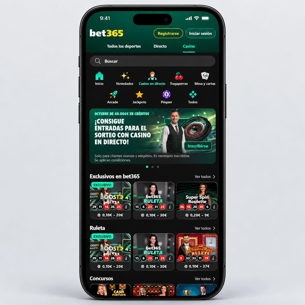 4. Ruleta en vivo en el casino de la app de bet365