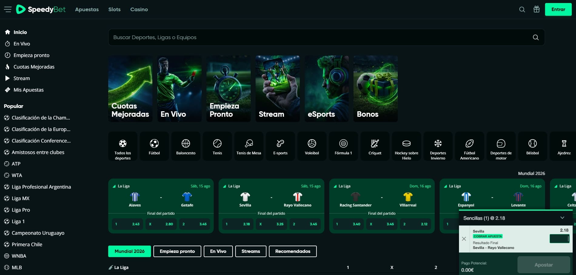 SpeedyBet nueva web de apuestas con herramienta BetBuilder y mercados especiales de fútbol