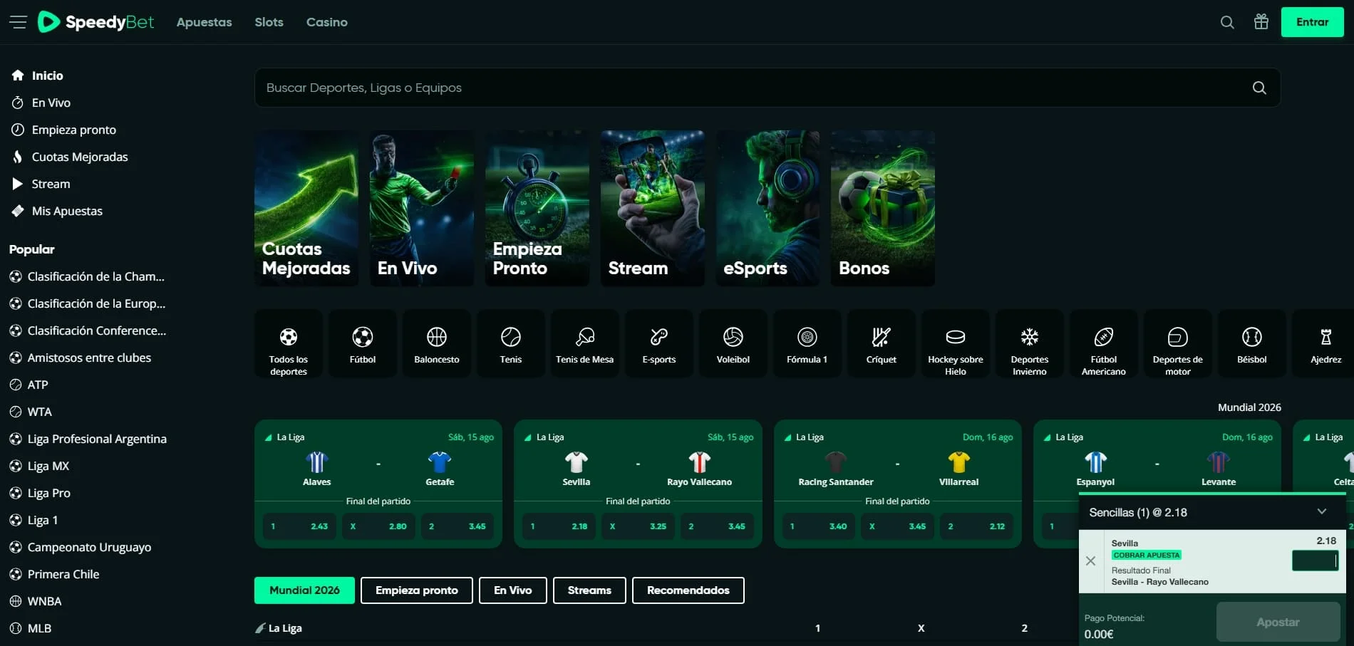 SpeedyBet nueva web de apuestas con herramienta BetBuilder y mercados especiales de fútbol
