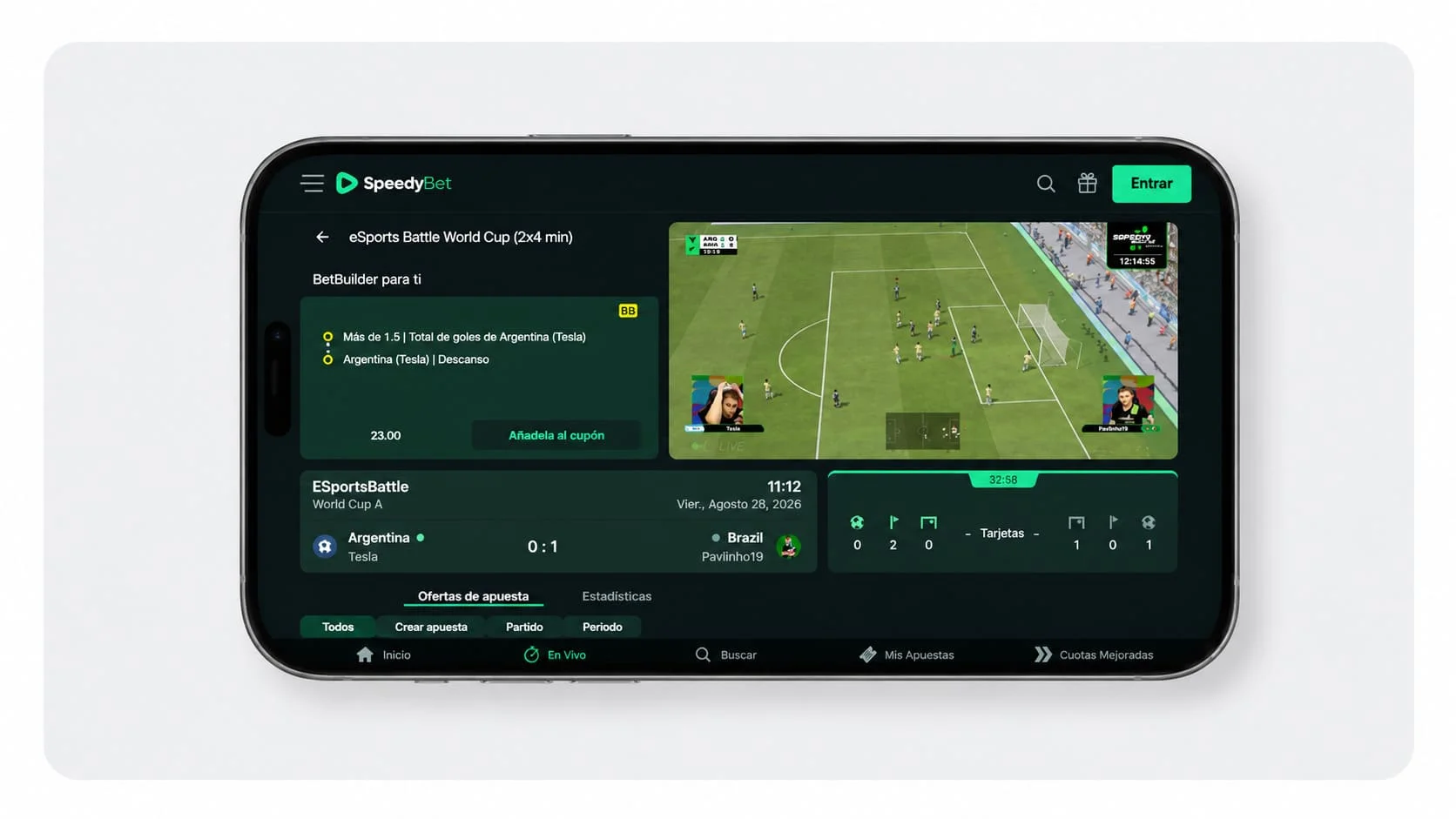 Streaming en directo de la app de SpeedyBet