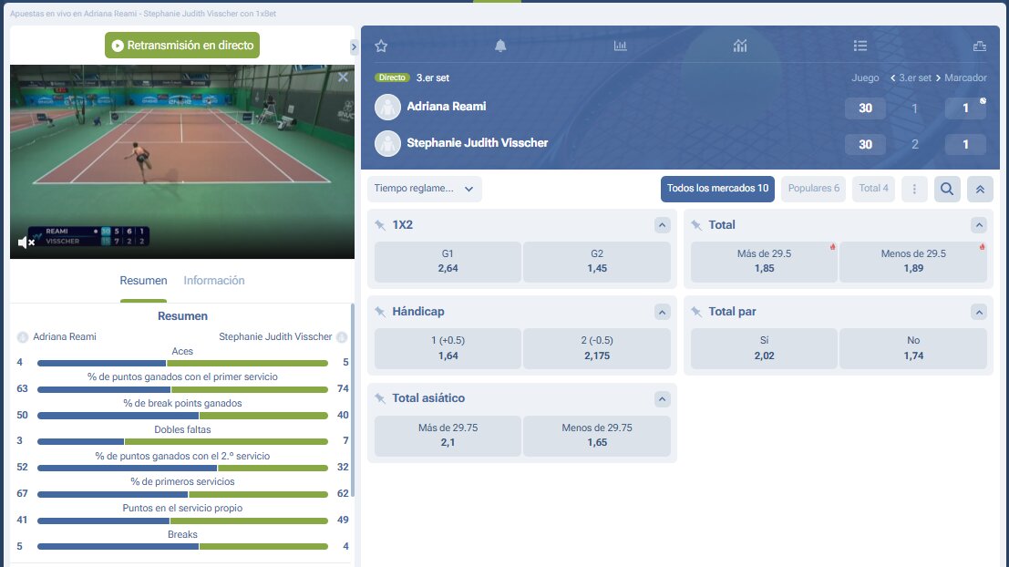 Apuestas en directo con streaming en 1XBET
