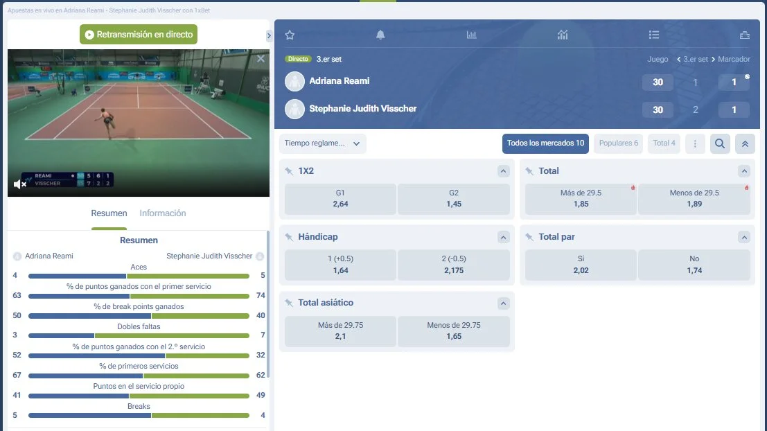 Apuestas en directo con streaming en 1XBET