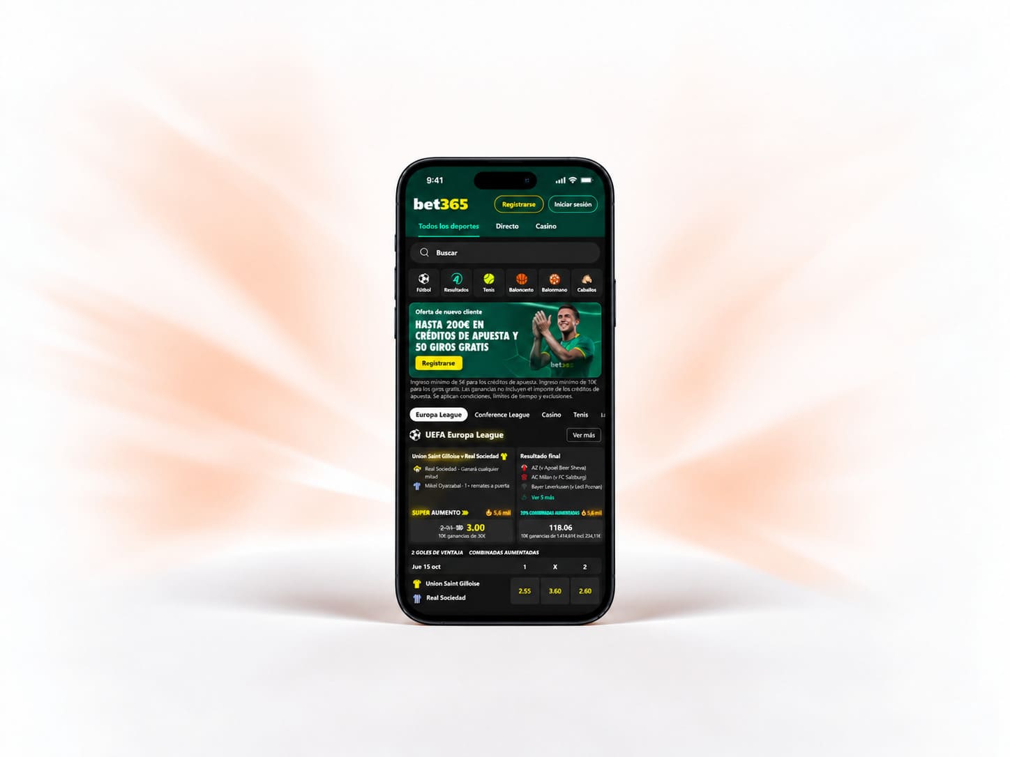 Aumentos de apuesta y superaumentos de bet365 con cuotas mejoradas en un partido de fútbol