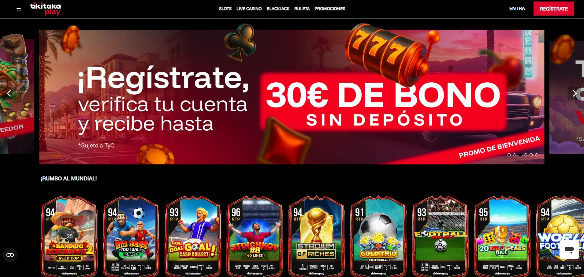 30€ gratis sin depósito en tikitaka play casino