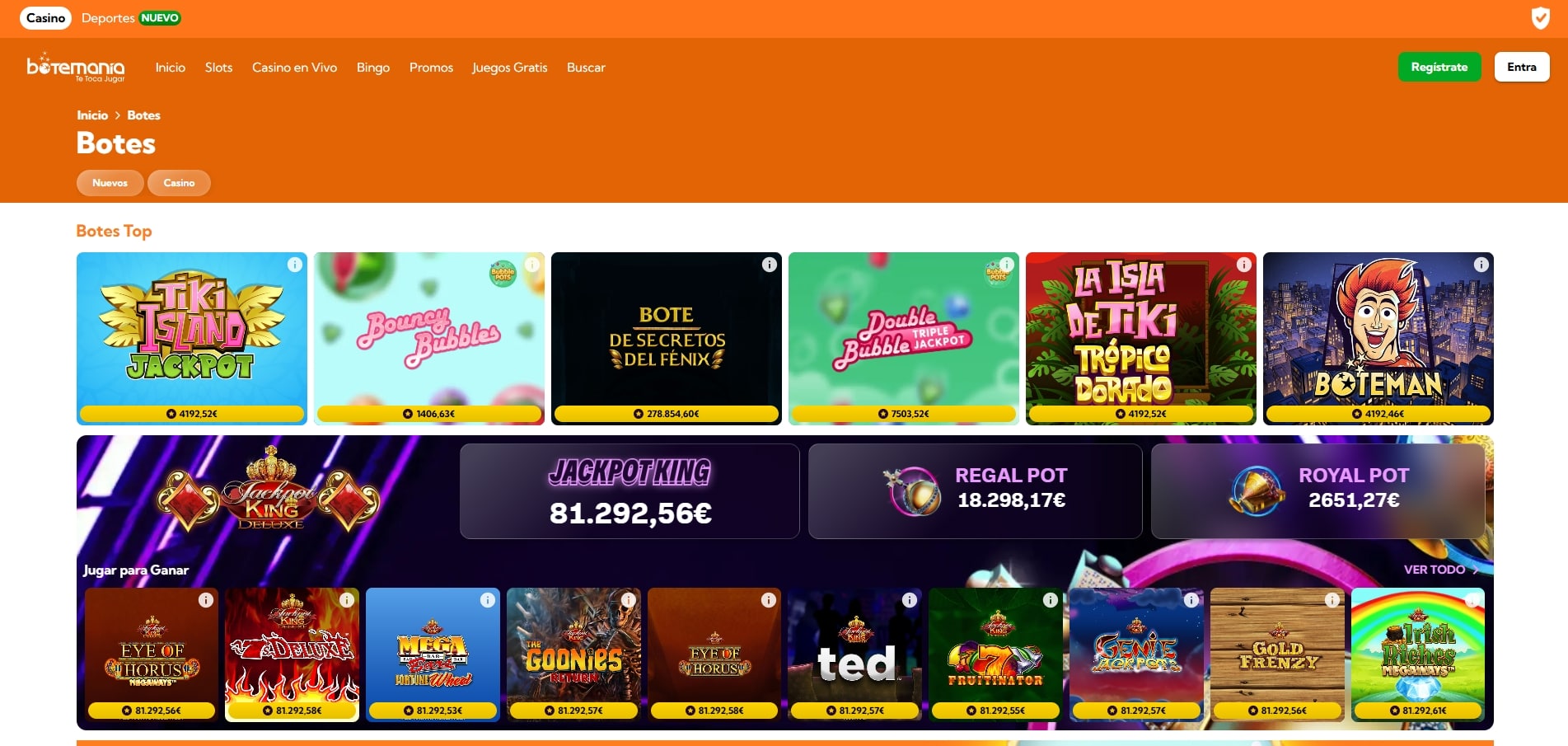 Tragaperras en Botemania casino