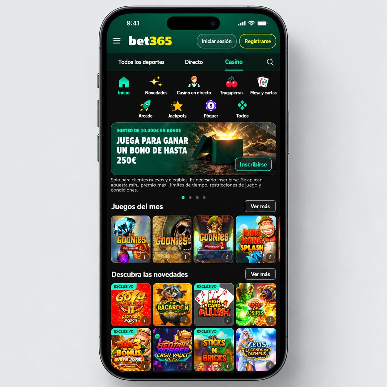 5. Tragaperras del casino de bet365 en versión móvil