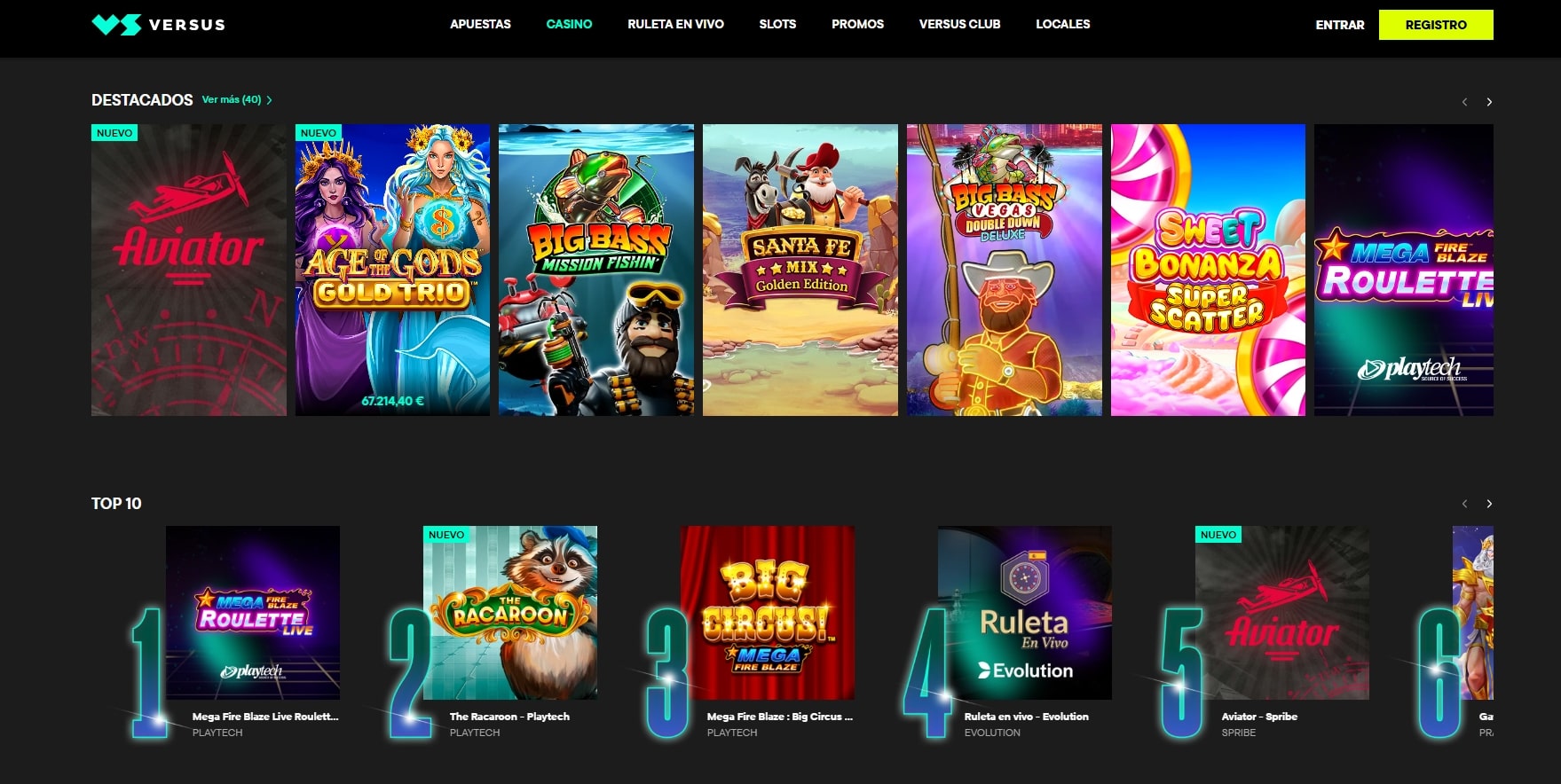 Tragaperras en Versus Casino