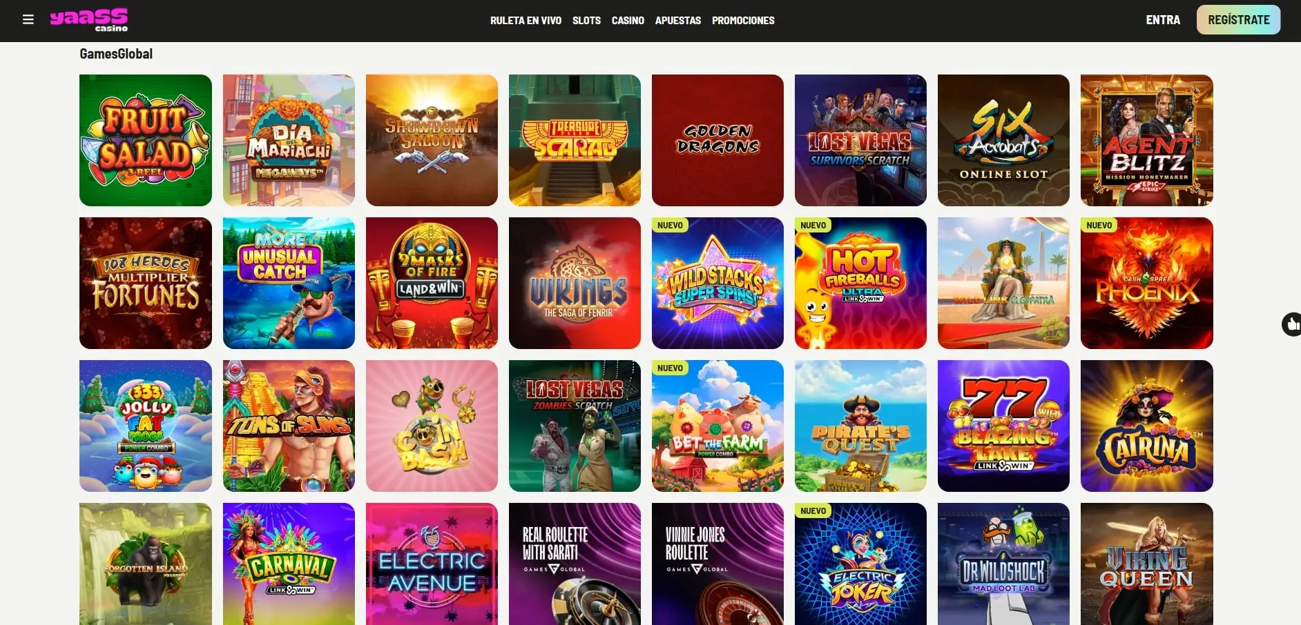 Juegos de Games Global en YAASS CASINO
