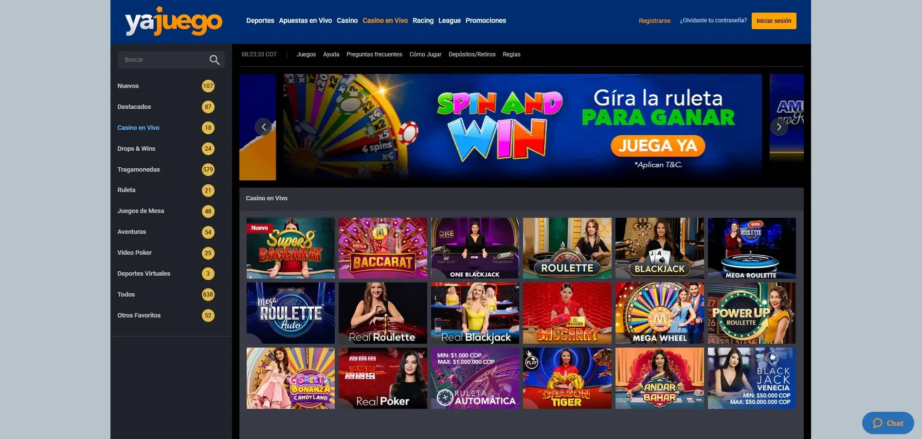 Casino en Vivo de Yajuego Colombia