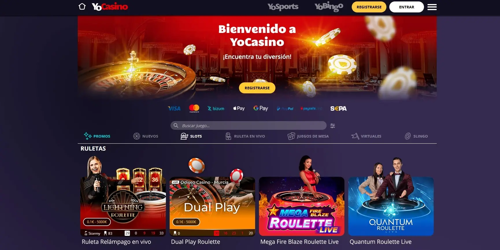 YoCasino ruletas en vivo